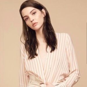 Cuyana Stripped Silk Blouse